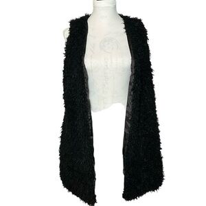 Faux Fur Sherpa Long Vest BLK Women’s SzM Gently Used Excellent Condition‎